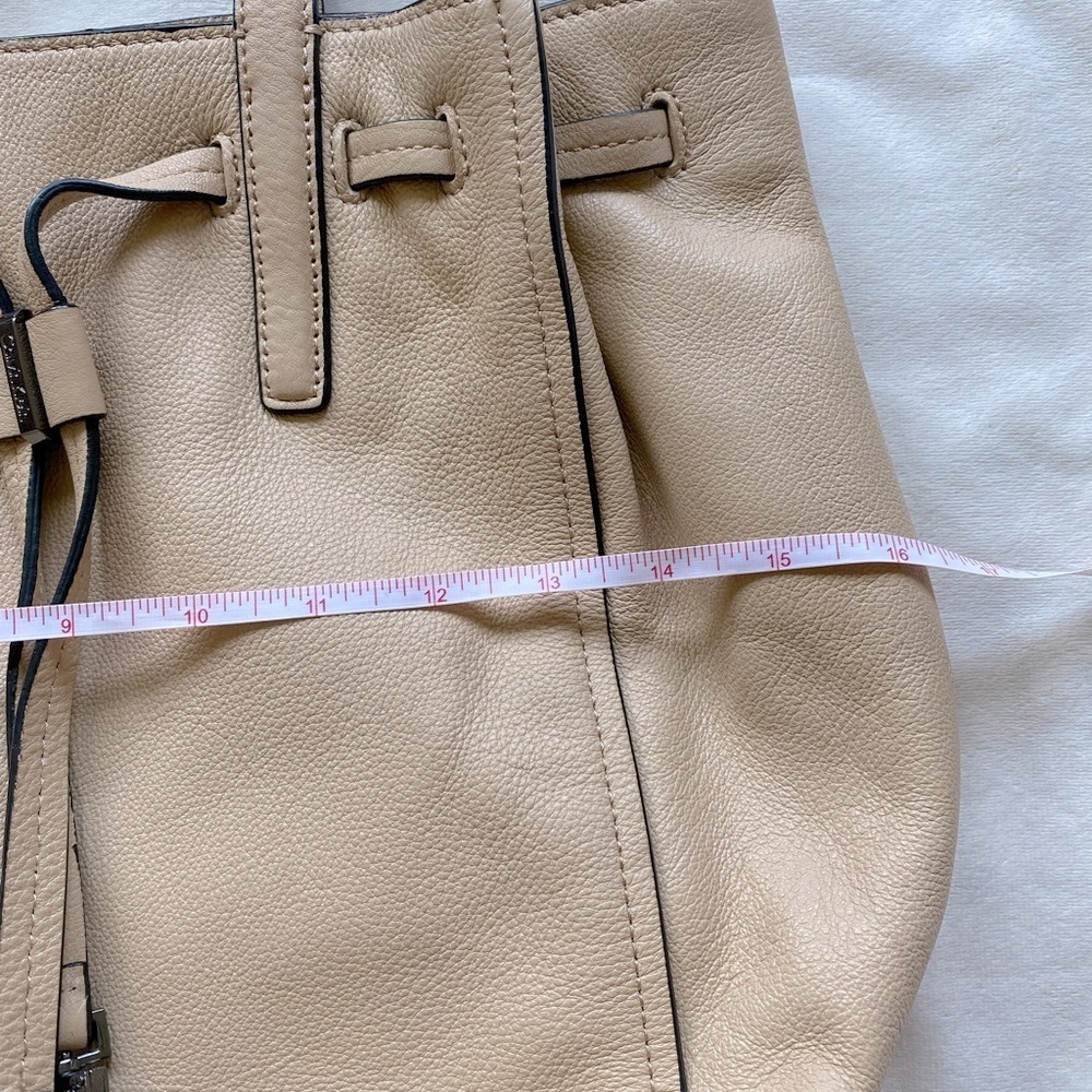 Calvin Klein Pebbled Genuine Leather Shoulder Tote Bag – Beige - Picture 15 of 16